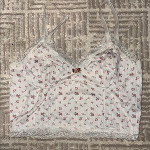 Floral Lace Trim Cami Top
